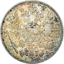 Moneda, Finlandia, Nicholas II, 50 Penniä, 1915, Helsinki, MBC+, Plata, KM:2.2
