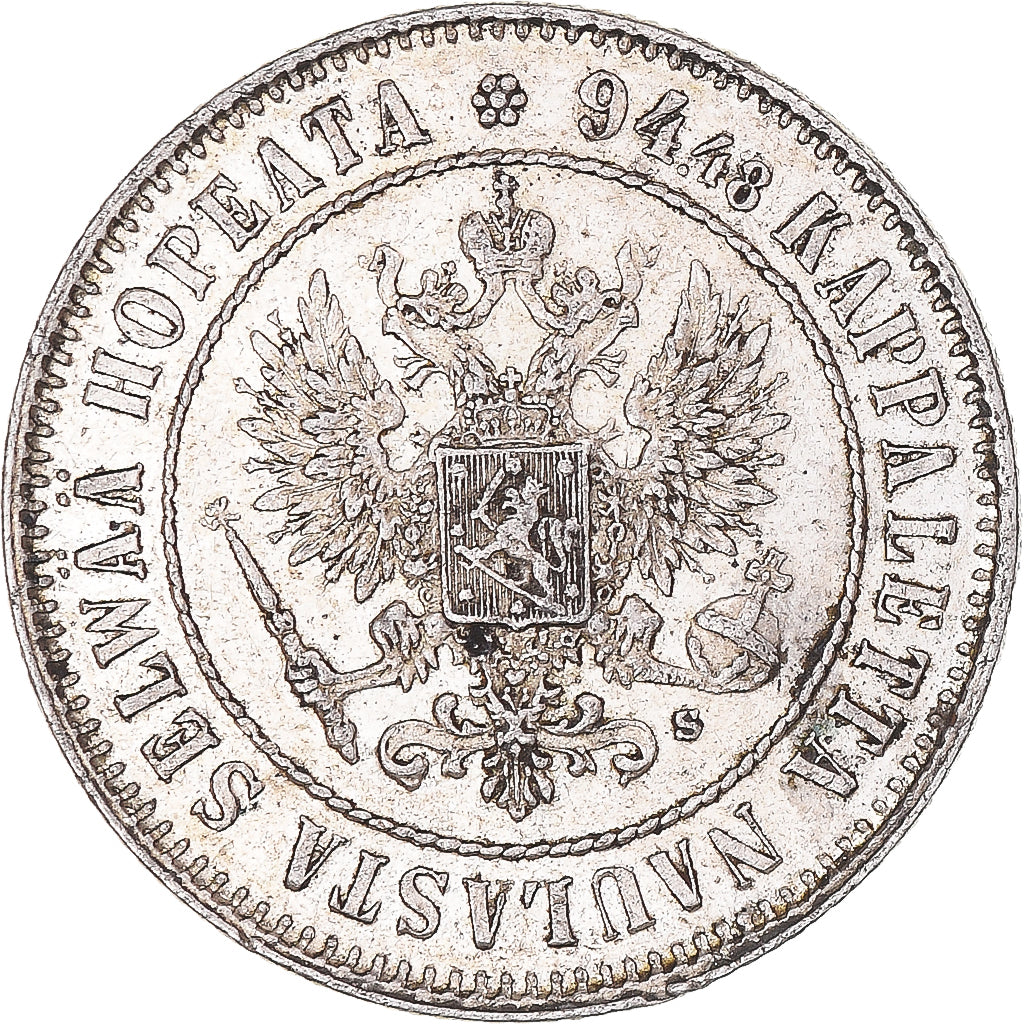 Coin, Finland, Nicholas II, Markka, 1915, Helsinki, AU(55-58), Silver, KM:3.2