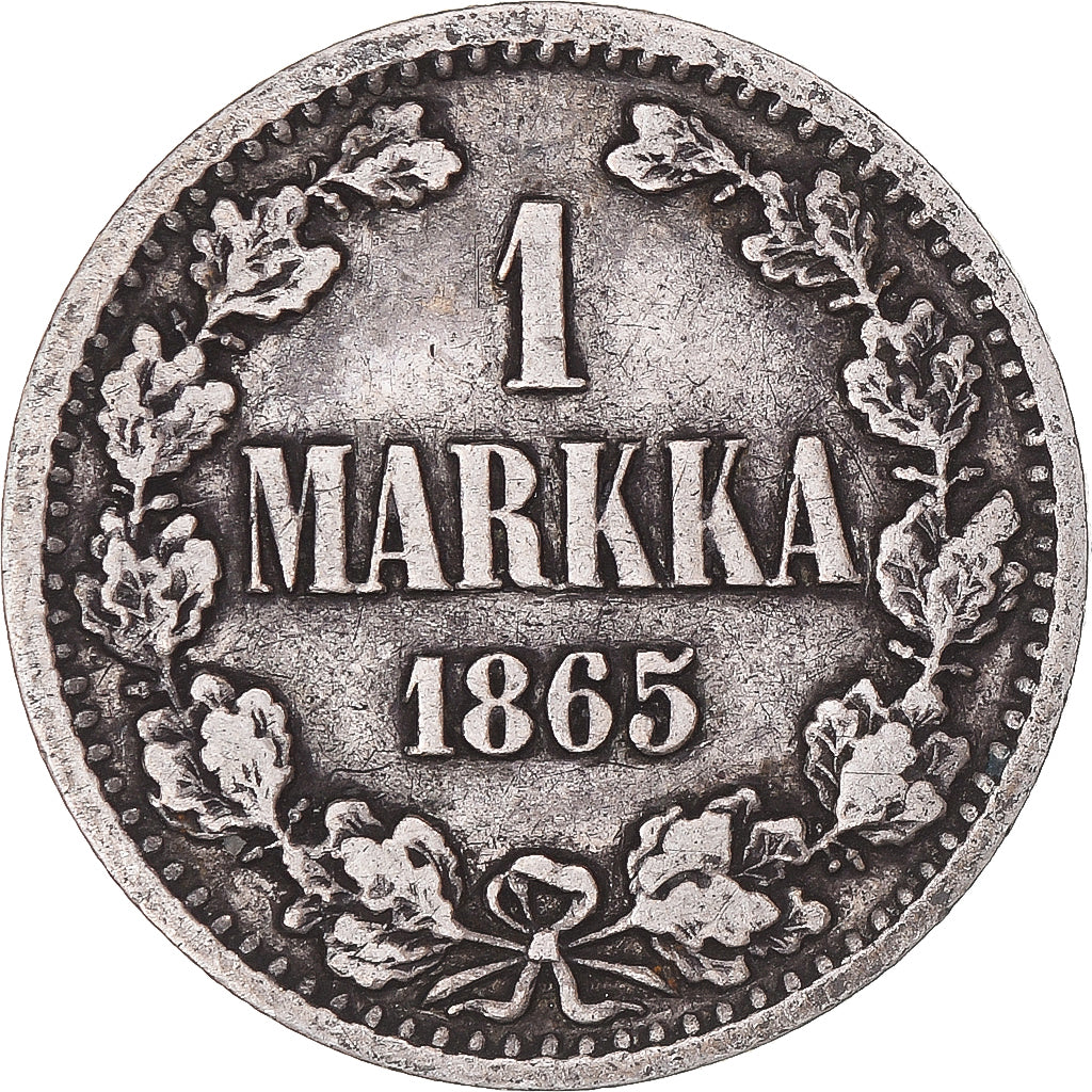 Coin, Finland, Alexander II, Markka, 1865, Helsinki, VG(8-10), Silver, KM:3.1
