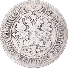 Coin, Finland, Alexander II, Markka, 1865, Helsinki, VG(8-10), Silver, KM:3.1