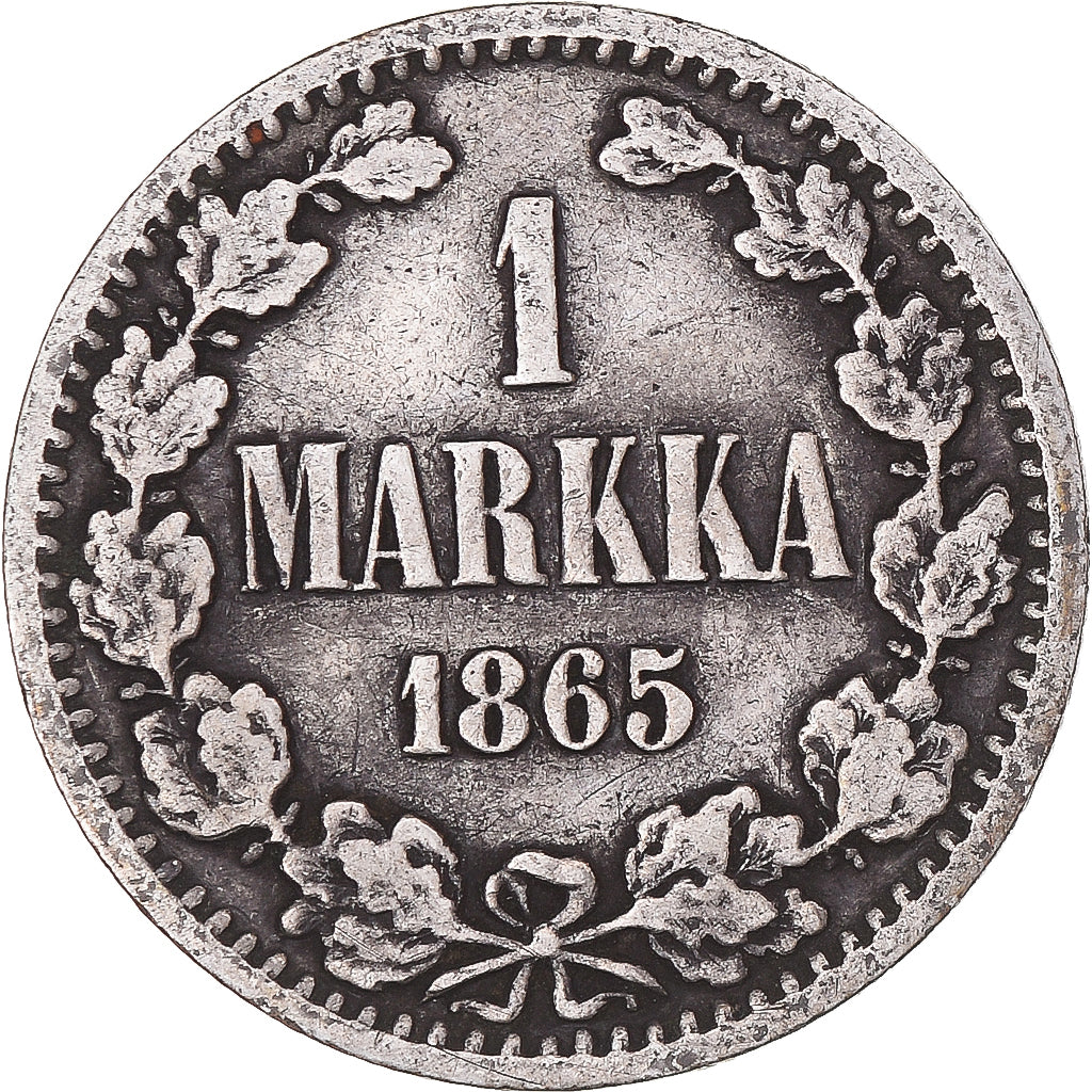 Monnaie, Finlande, Alexander II, Markka, 1865, Helsinki, B, Argent, KM:3.1