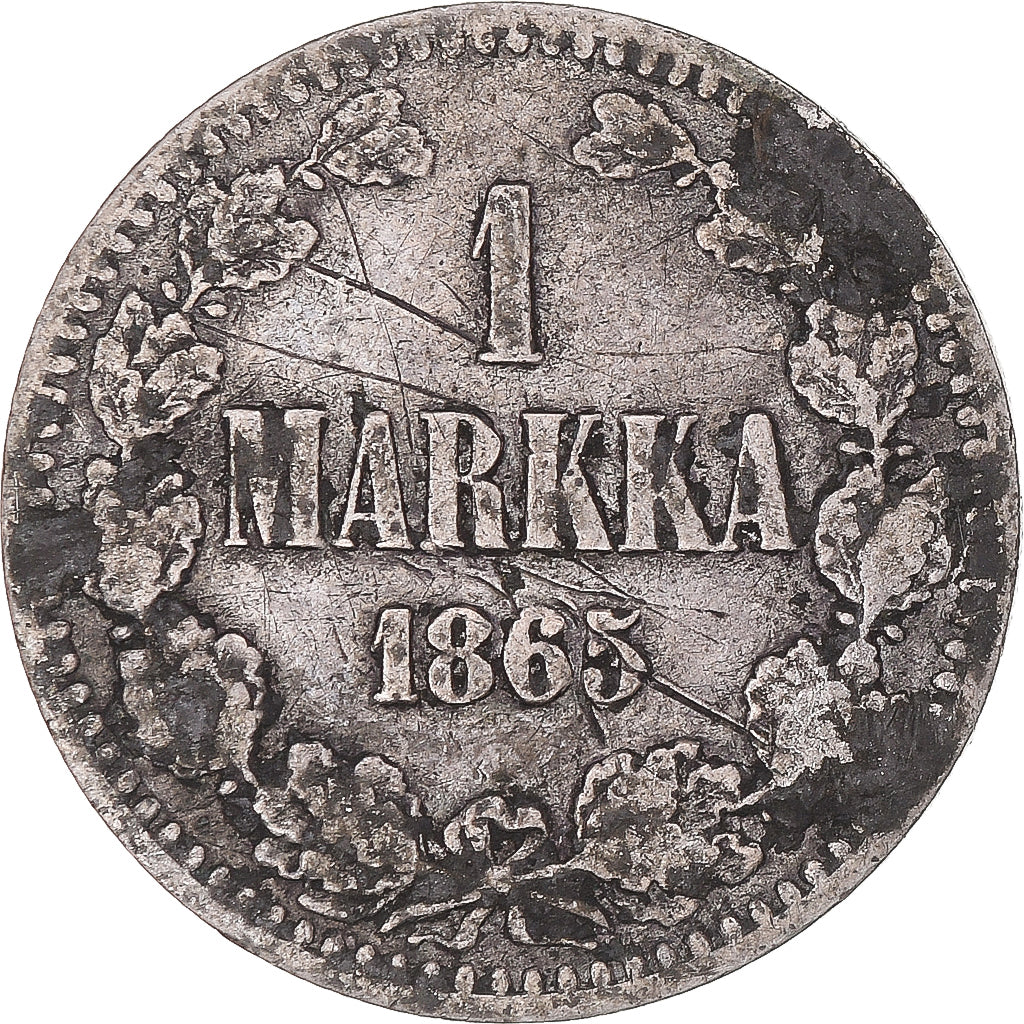 Moneta, Finlandia, Alexander II, Markka, 1865, Helsinki, B, Argento, KM:3.1