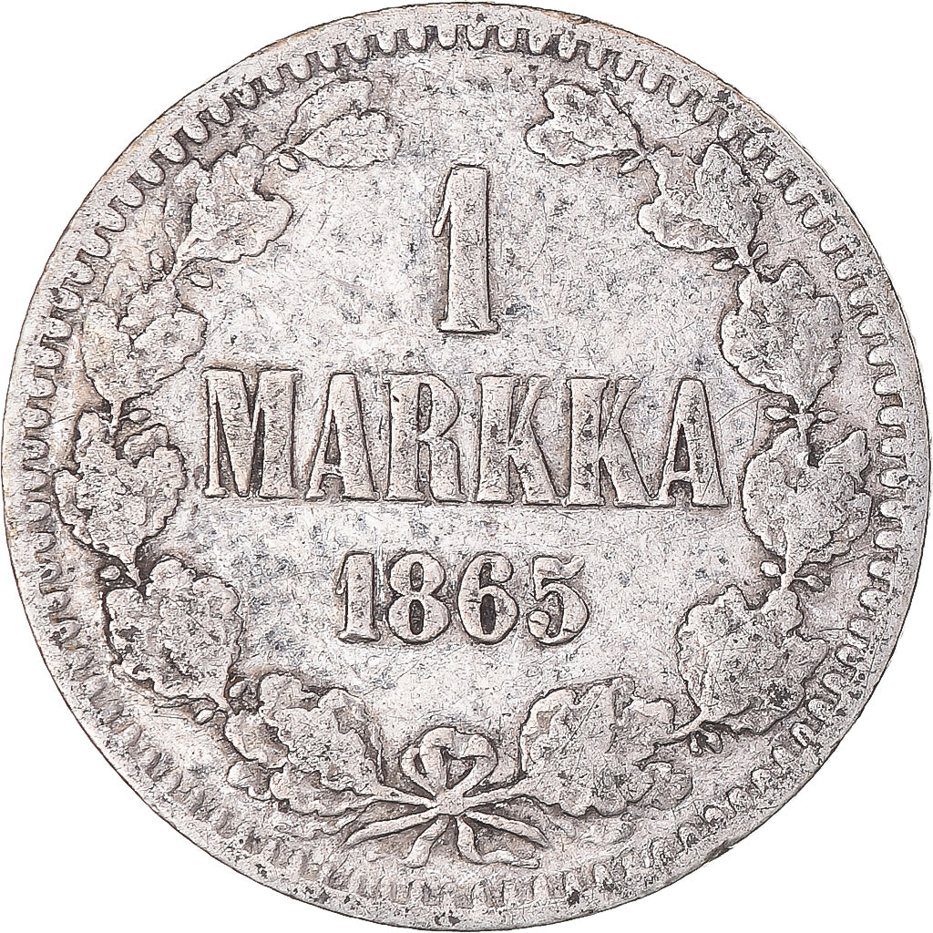 Moneta, Finlandia, Alexander II, Markka, 1865, Helsinki, B+, Argento, KM:3.1