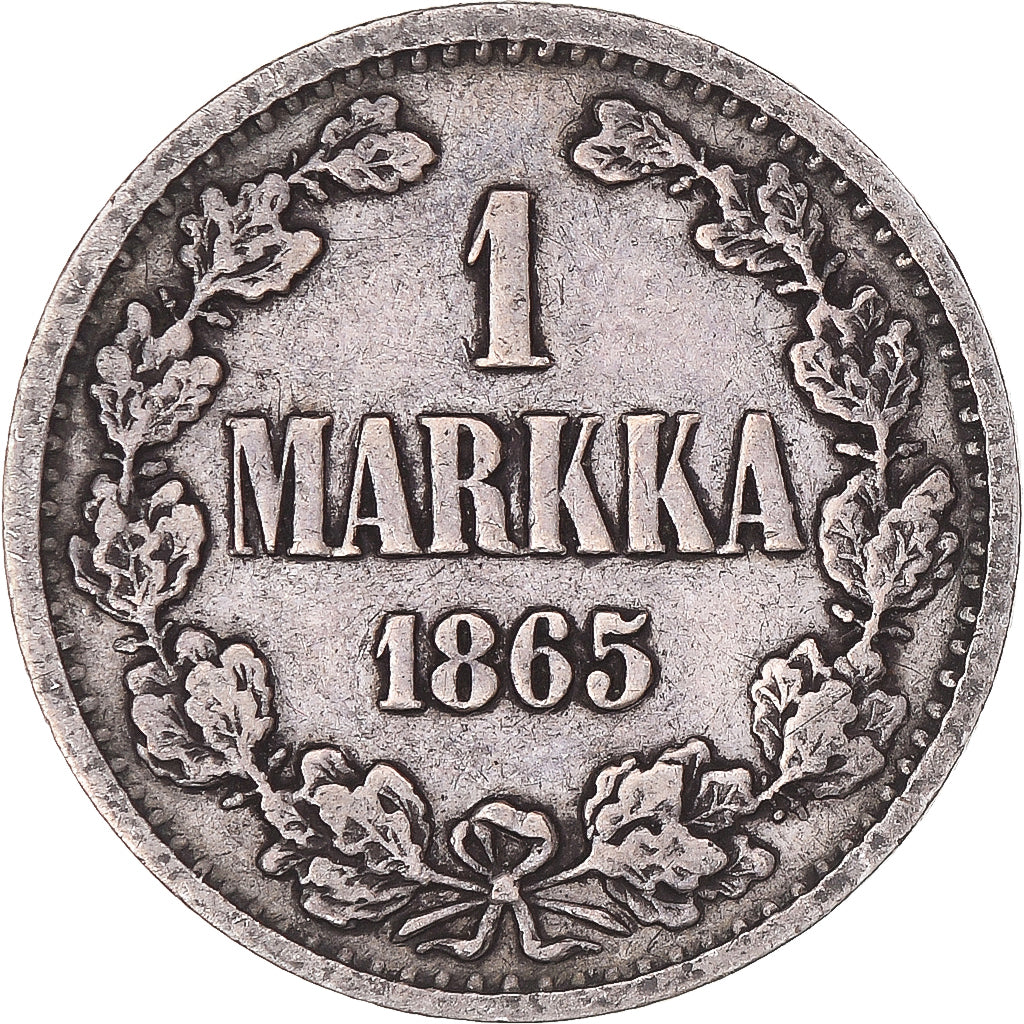 Coin, Finland, Alexander II, Markka, 1865, Helsinki, F(12-15), Silver, KM:3.1
