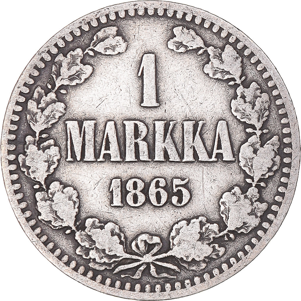 Moneta, Finlandia, Alexander II, Markka, 1865, Helsinki, B+, Argento, KM:3.1