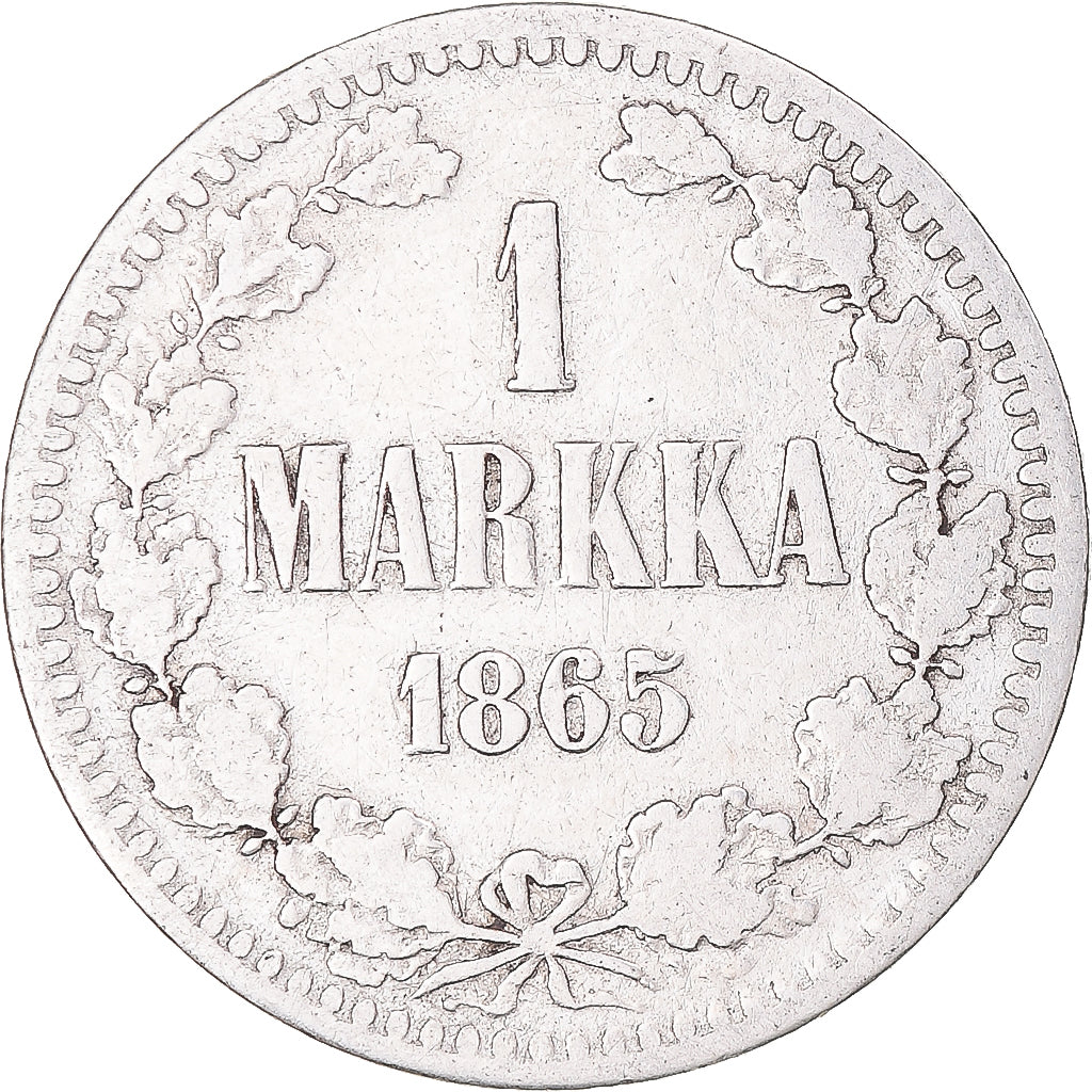 Moneta, Finlandia, Alexander II, Markka, 1865, Helsinki, B+, Argento, KM:3.1
