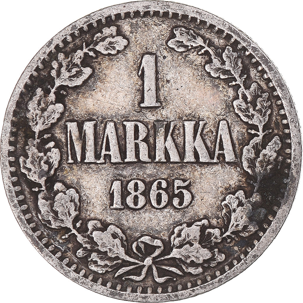 Coin, Finland, Alexander II, Markka, 1865, Helsinki, F(12-15), Silver, KM:3.1