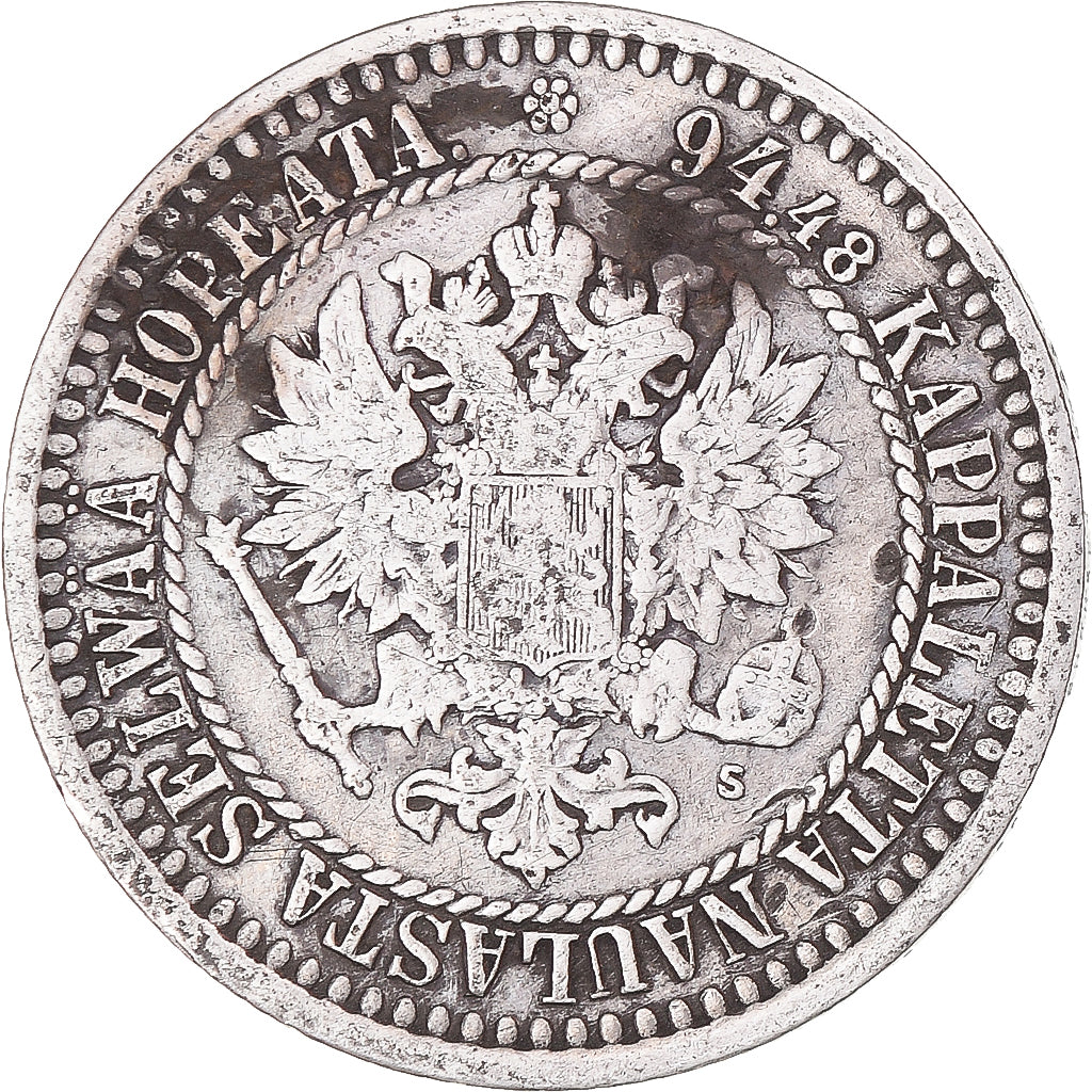 Monnaie, Finlande, Alexander II, Markka, 1865, Helsinki, B+, Argent, KM:3.1