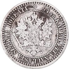 Monnaie, Finlande, Alexander II, Markka, 1865, Helsinki, B+, Argent, KM:3.1