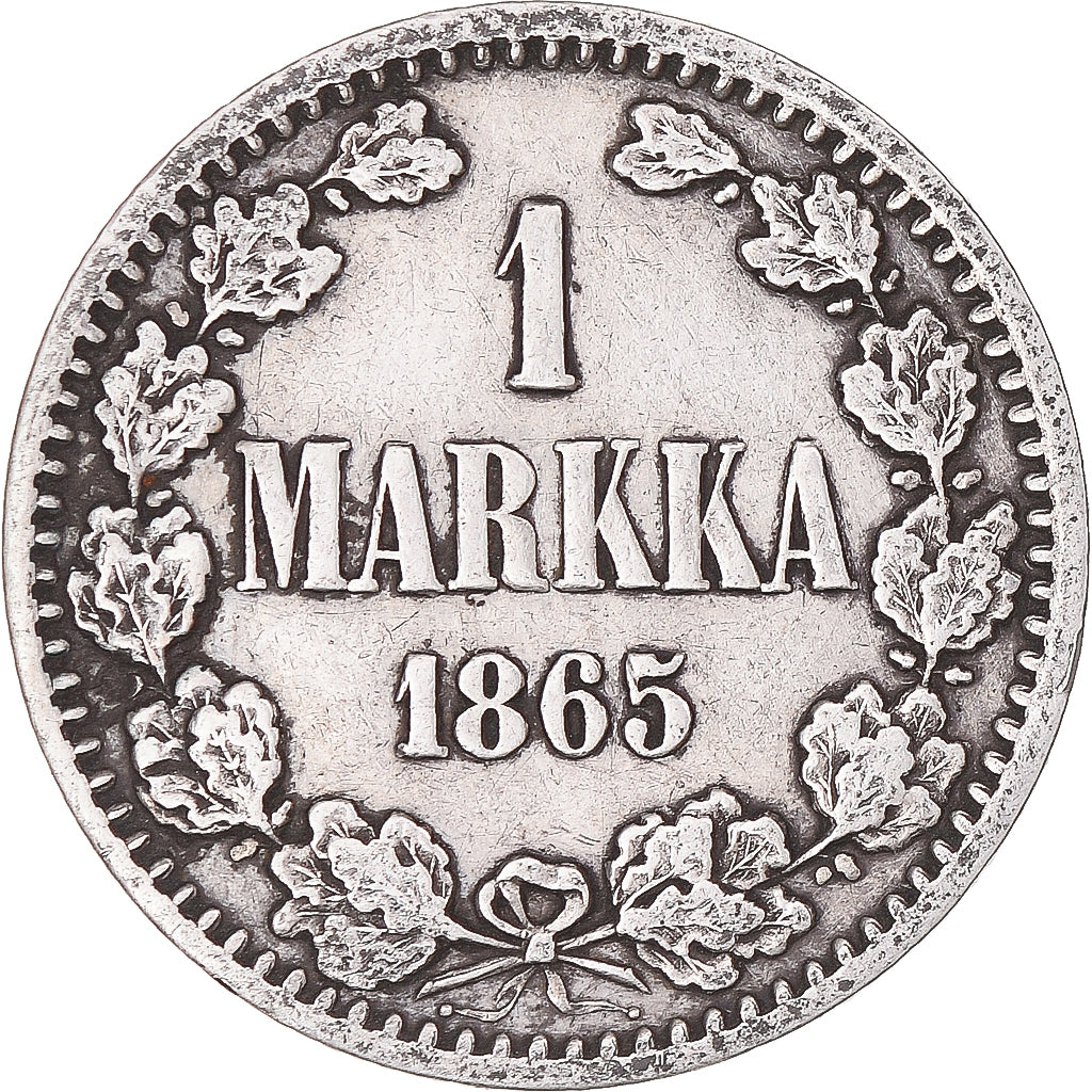 Monnaie, Finlande, Alexander II, Markka, 1865, Helsinki, B+, Argent, KM:3.1