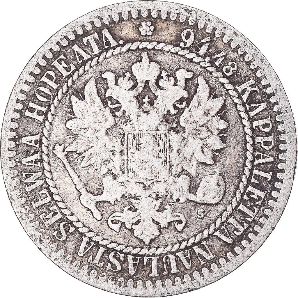 Moneta, Finlandia, Alexander II, Markka, 1865, Helsinki, B, Argento, KM:3.1