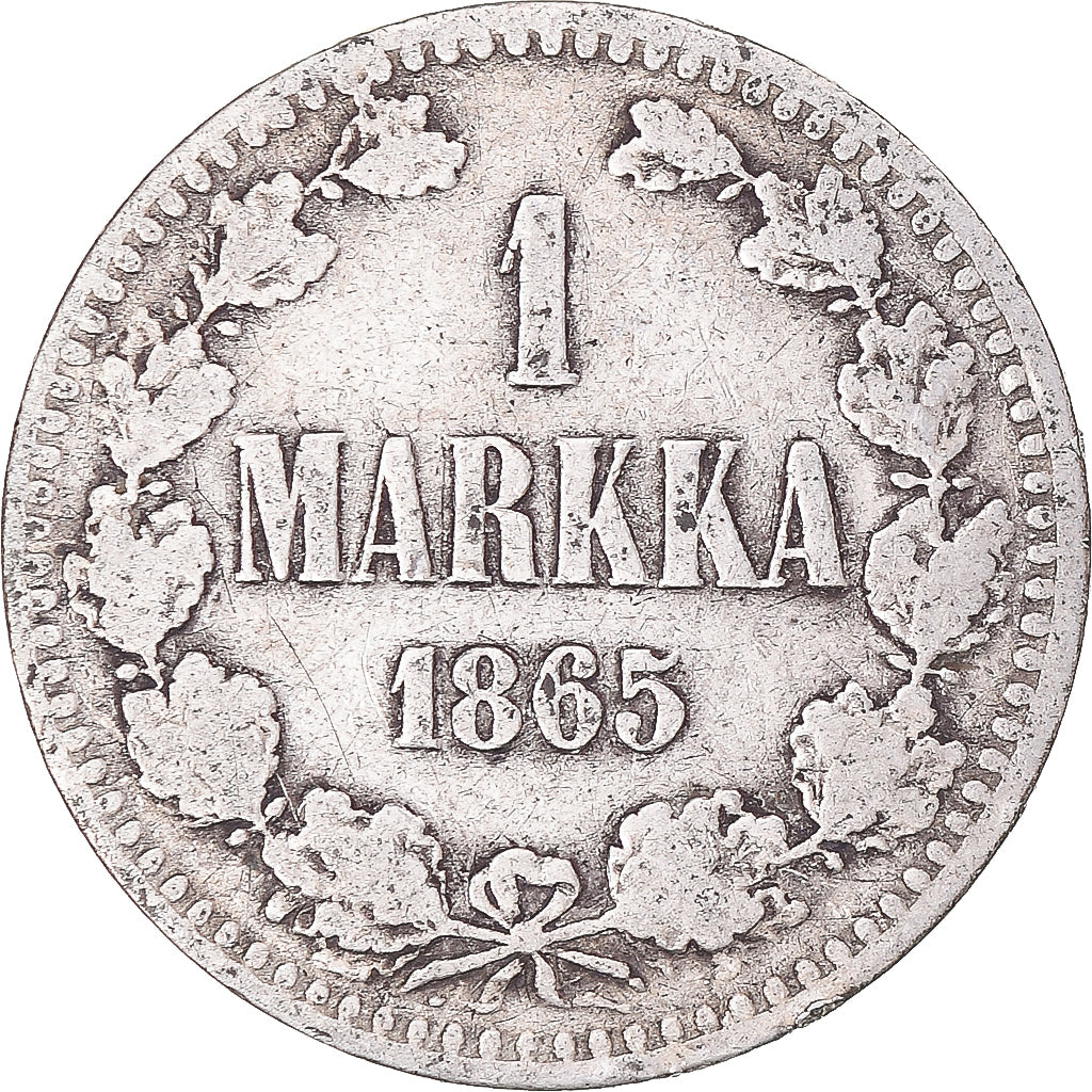 Moneta, Finlandia, Alexander II, Markka, 1865, Helsinki, B, Argento, KM:3.1