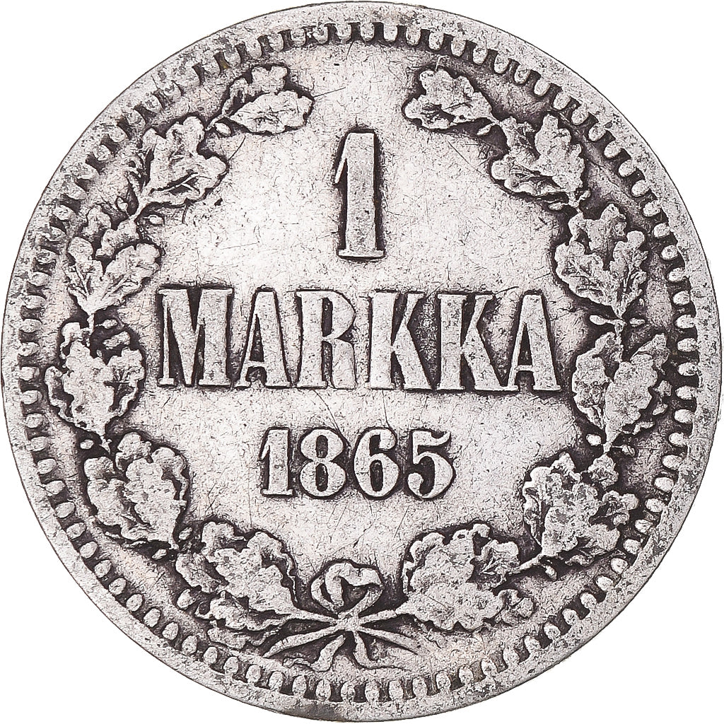 Munten, Finland, Alexander II, Markka, 1865, Helsinki, FR, Zilver, KM:3.1