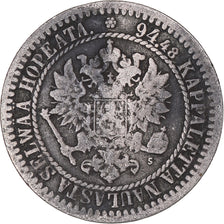 Coin, Finland, Alexander II, Markka, 1865, Helsinki, VF(20-25), Silver, KM:3.1