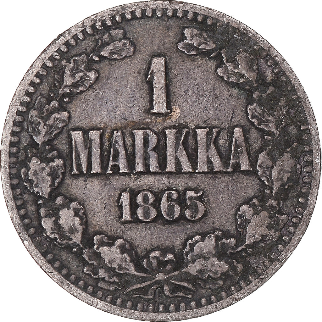 Coin, Finland, Alexander II, Markka, 1865, Helsinki, VF(20-25), Silver, KM:3.1