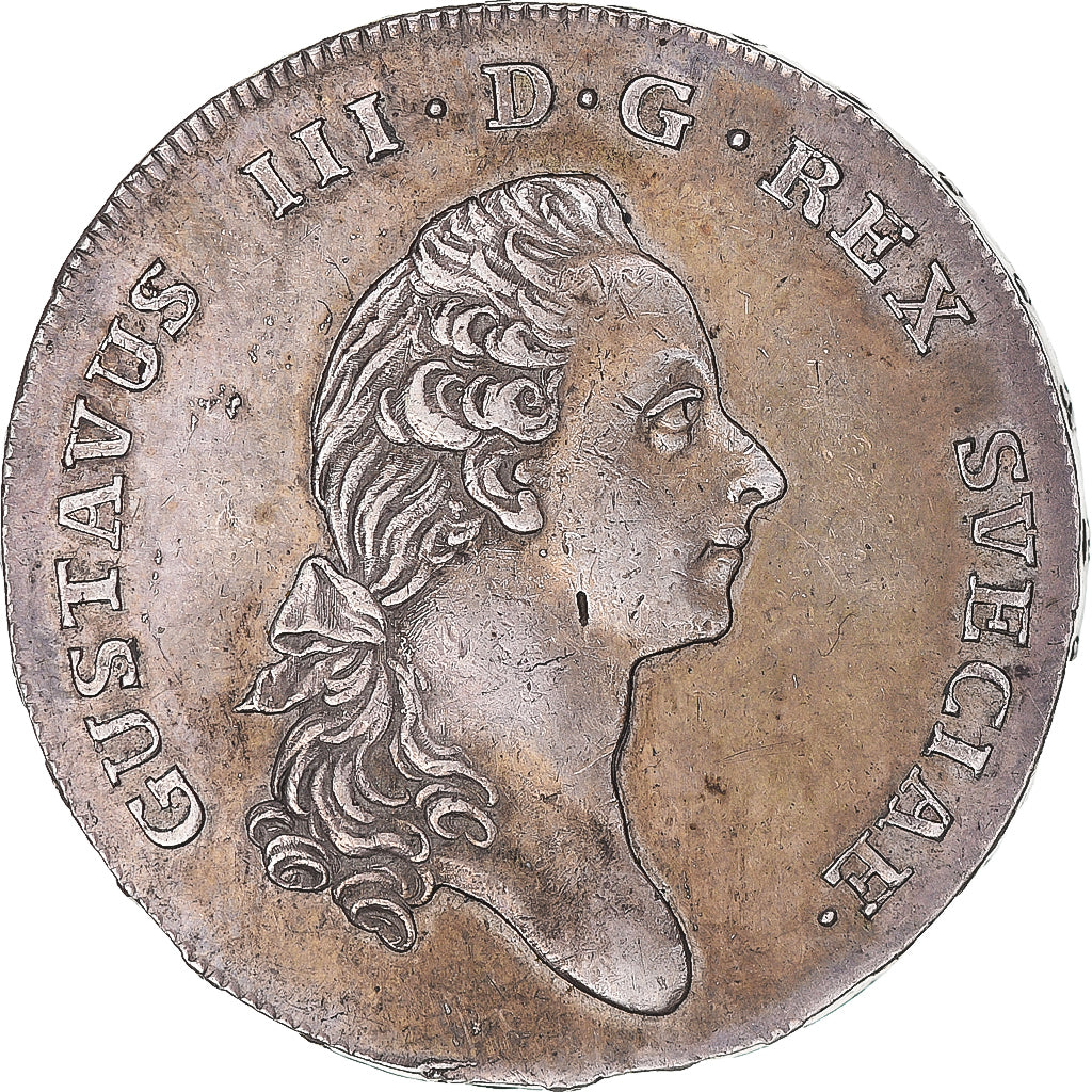 Moneta, Szwecja, Gustaf III, Riksdaler, 1776, Stockholm, AU(55-58), Srebro