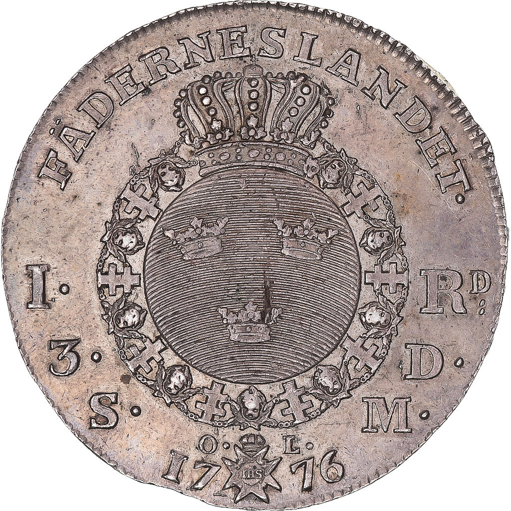 Moneta, Szwecja, Gustaf III, Riksdaler, 1776, Stockholm, AU(55-58), Srebro