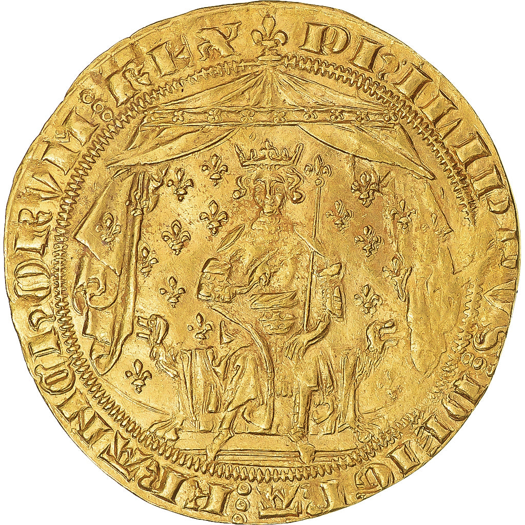France, Philippe VI, Pavillon d'or, 1339-1350, Rare, Gold, AU(55-58)