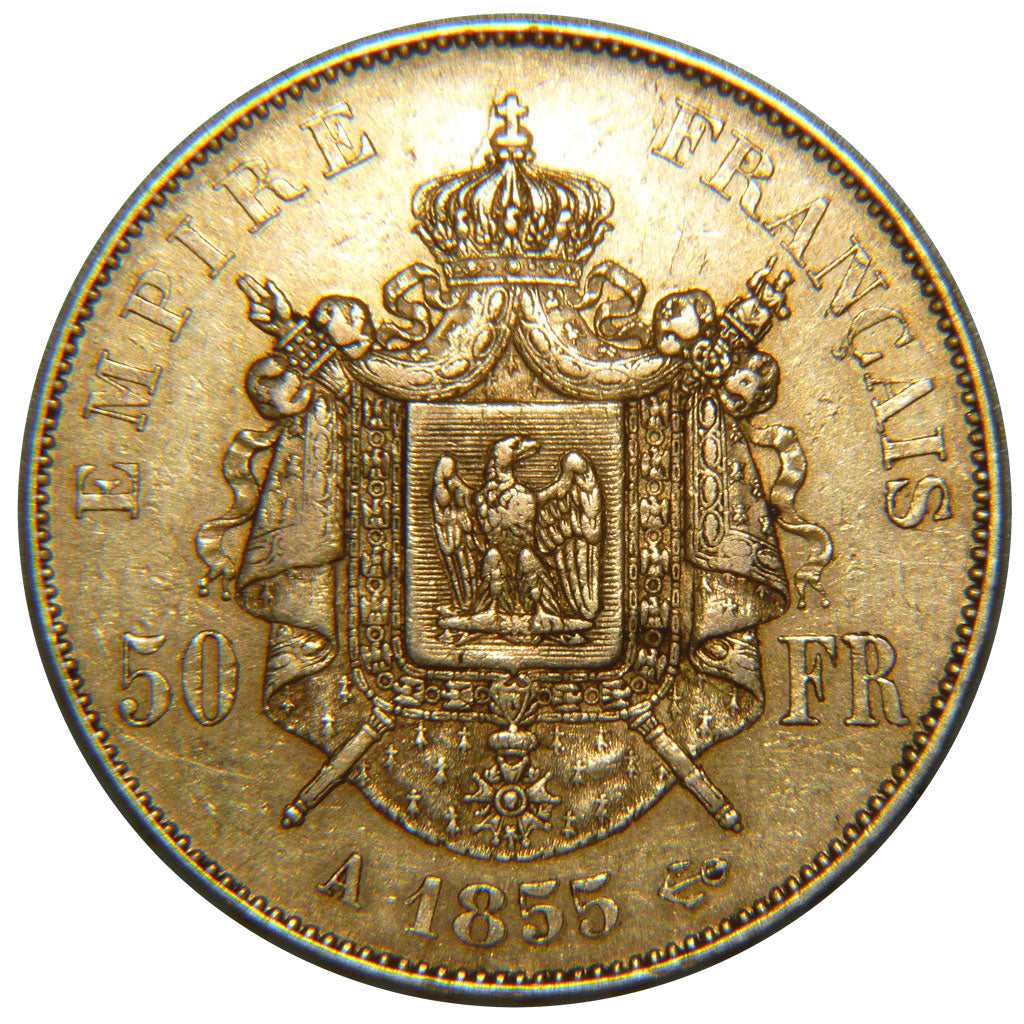 FRANCE, Napoléon III, 50 Francs, 1855, Paris, EF(40-45), Gold, Gadoury #1111, 1.