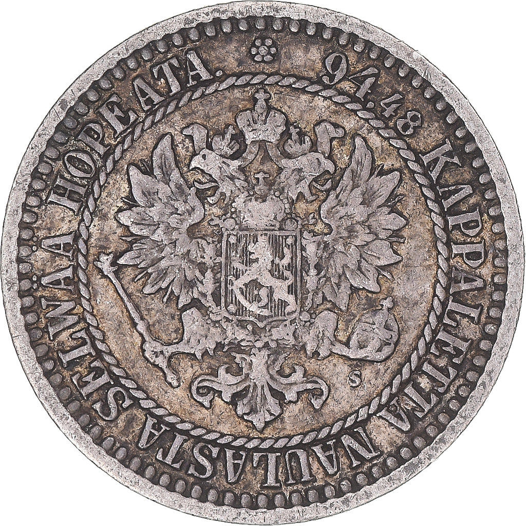 Moeda, Finlândia, Alexander II, Markka, 1866, Helsinki, EF(40-45), Prata