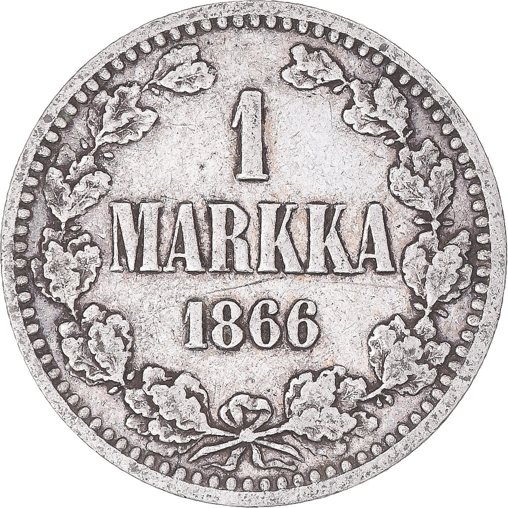 Moneta, Finlandia, Alexander II, Markka, 1866, Helsinki, MB, Argento, KM:3.1