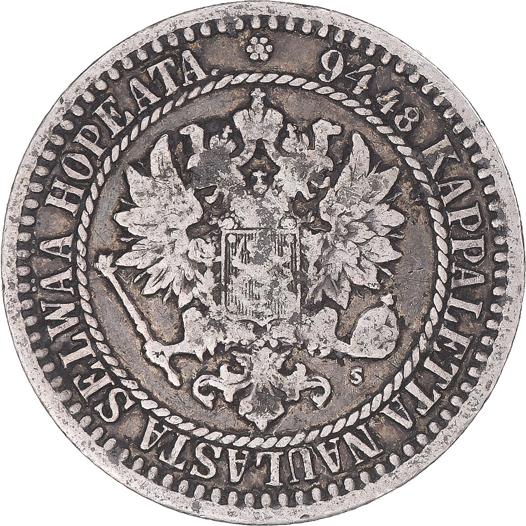 Monnaie, Finlande, Alexander II, Markka, 1866, Helsinki, TB+, Argent, KM:3.1