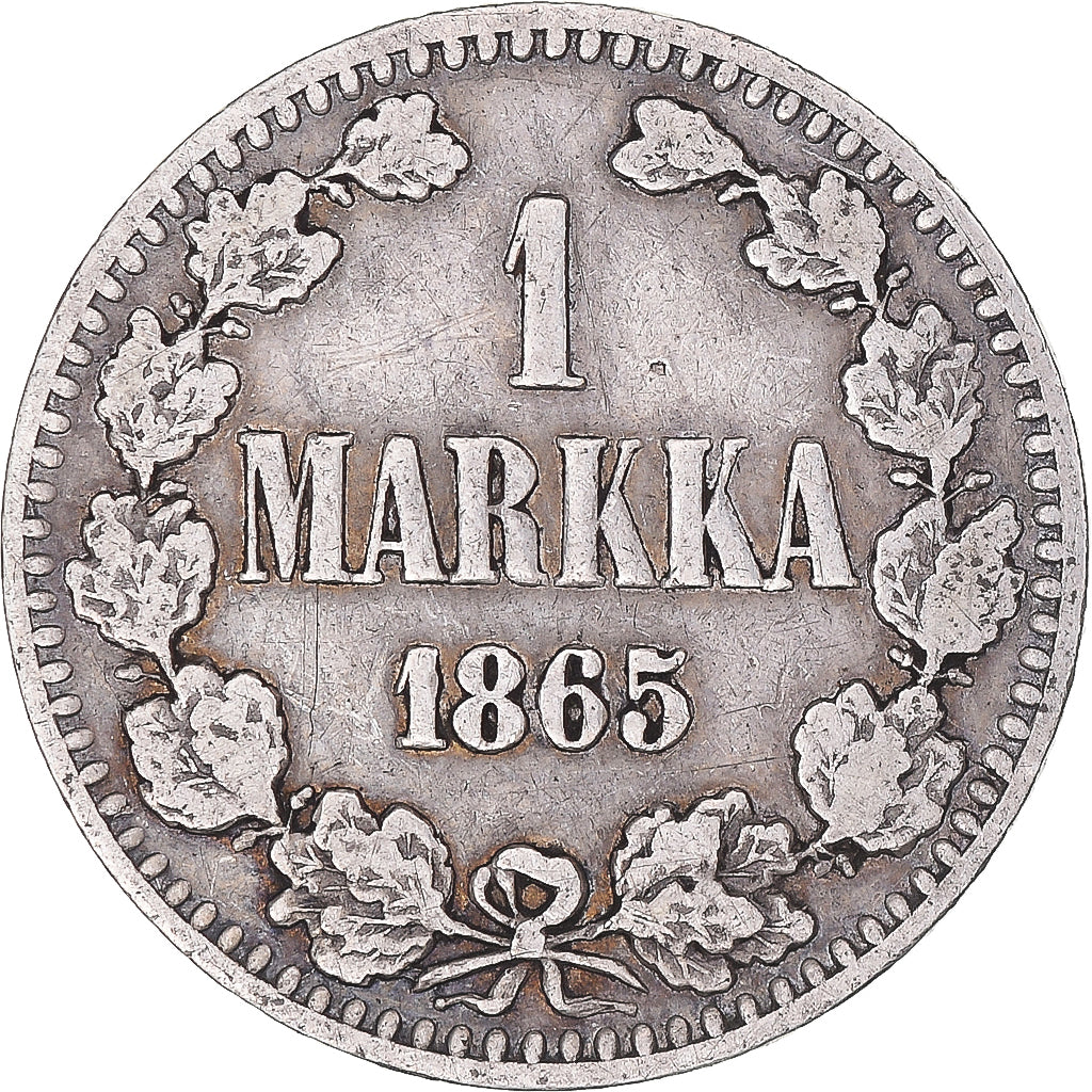 Coin, Finland, Alexander II, Markka, 1865, Helsinki, VF(30-35), Silver, KM:3.1