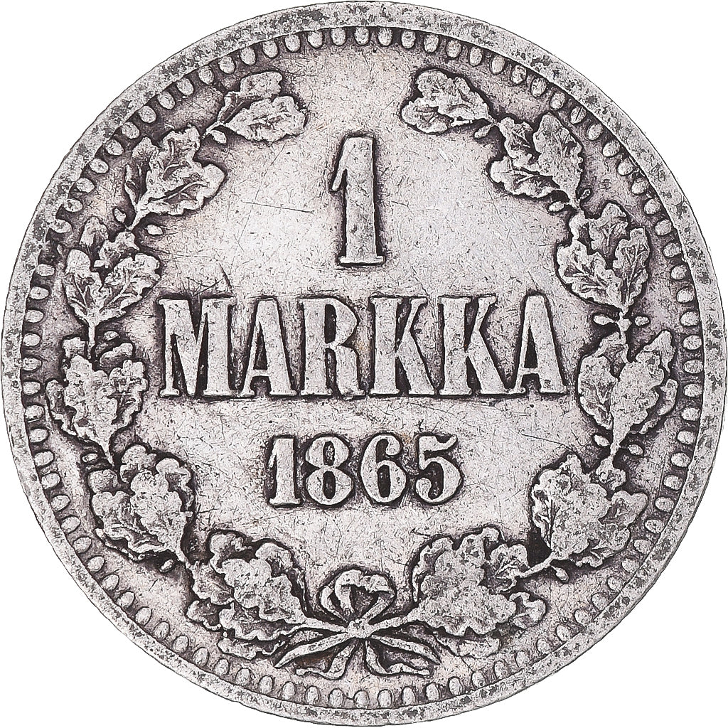 Coin, Finland, Alexander II, Markka, 1865, Helsinki, VF(30-35), Silver, KM:3.1