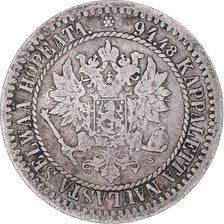 Coin, Finland, Alexander II, Markka, 1865, Helsinki, VF(30-35), Silver, KM:3.1