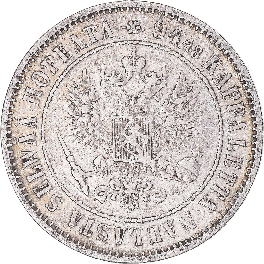 Coin, Finland, Alexander III, Markka, 1892, Helsinki, VF(30-35), Silver, KM:3.2