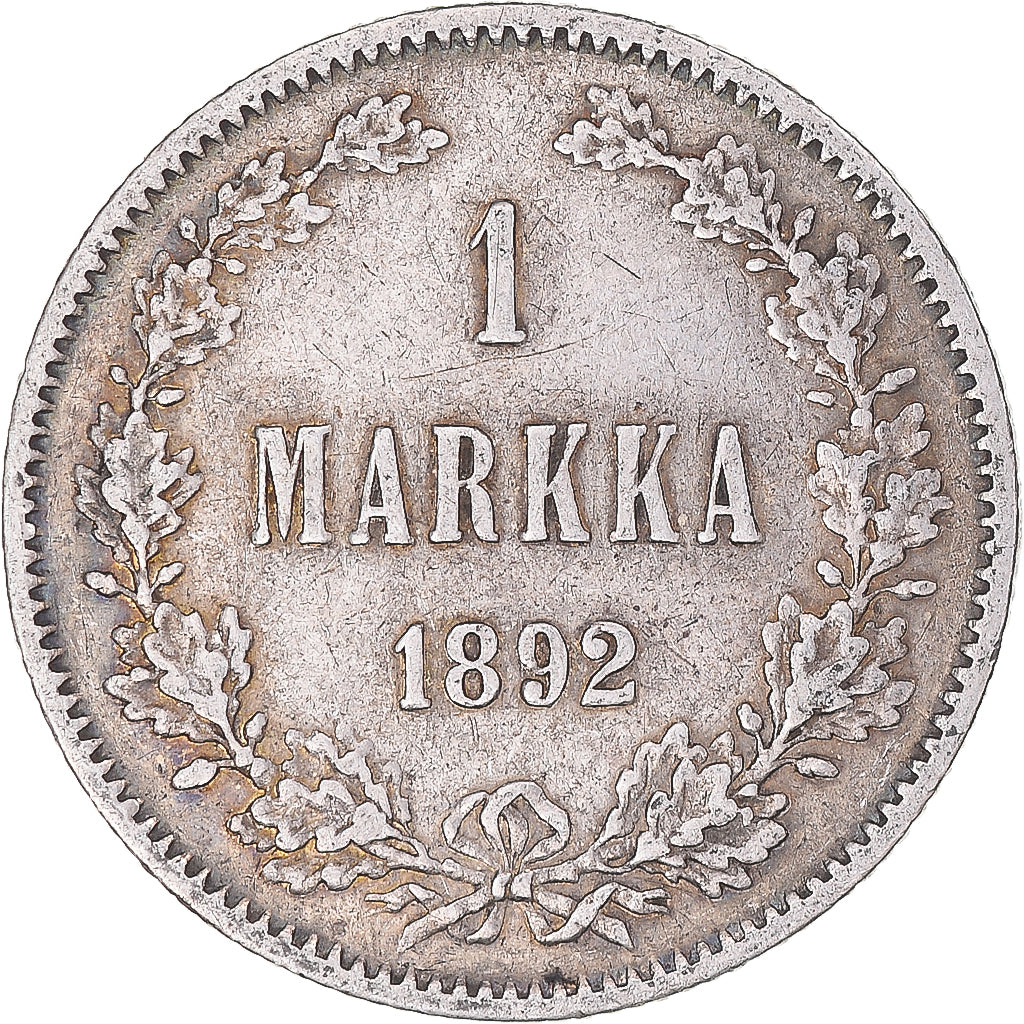 Coin, Finland, Alexander III, Markka, 1892, Helsinki, VF(30-35), Silver, KM:3.2
