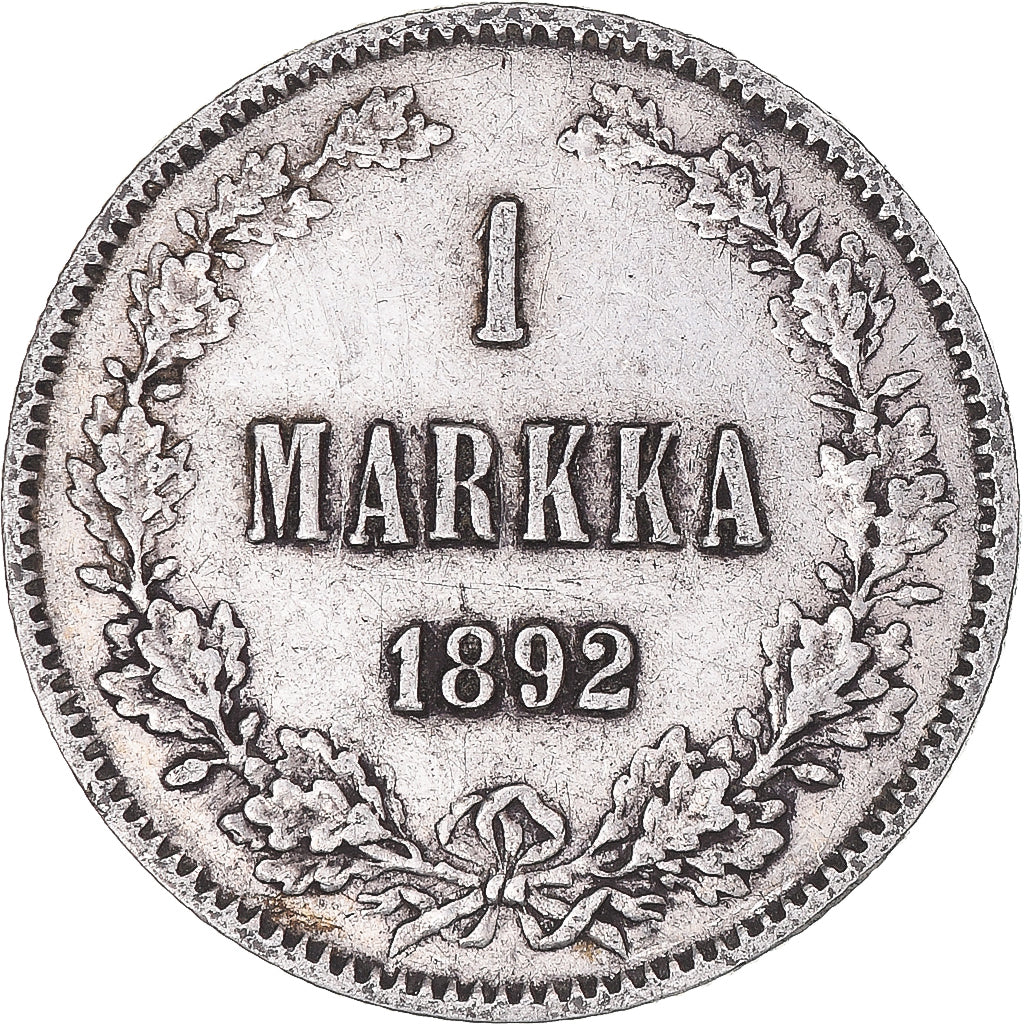 Moneta, Finlandia, Alexander III, Markka, 1892, Helsinki, MB+, Argento, KM:3.2