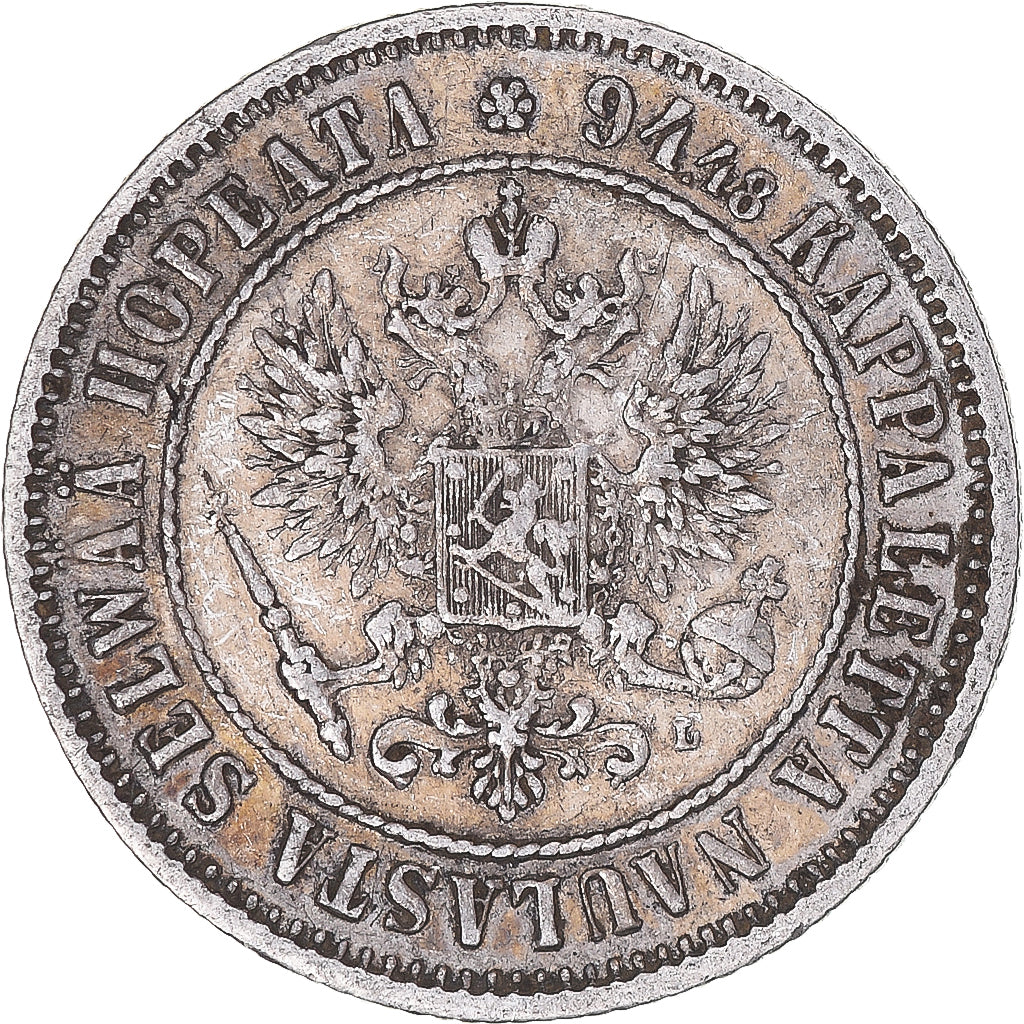 Moneta, Finlandia, Alexander III, Markka, 1892, Helsinki, BB+, Argento, KM:3.2