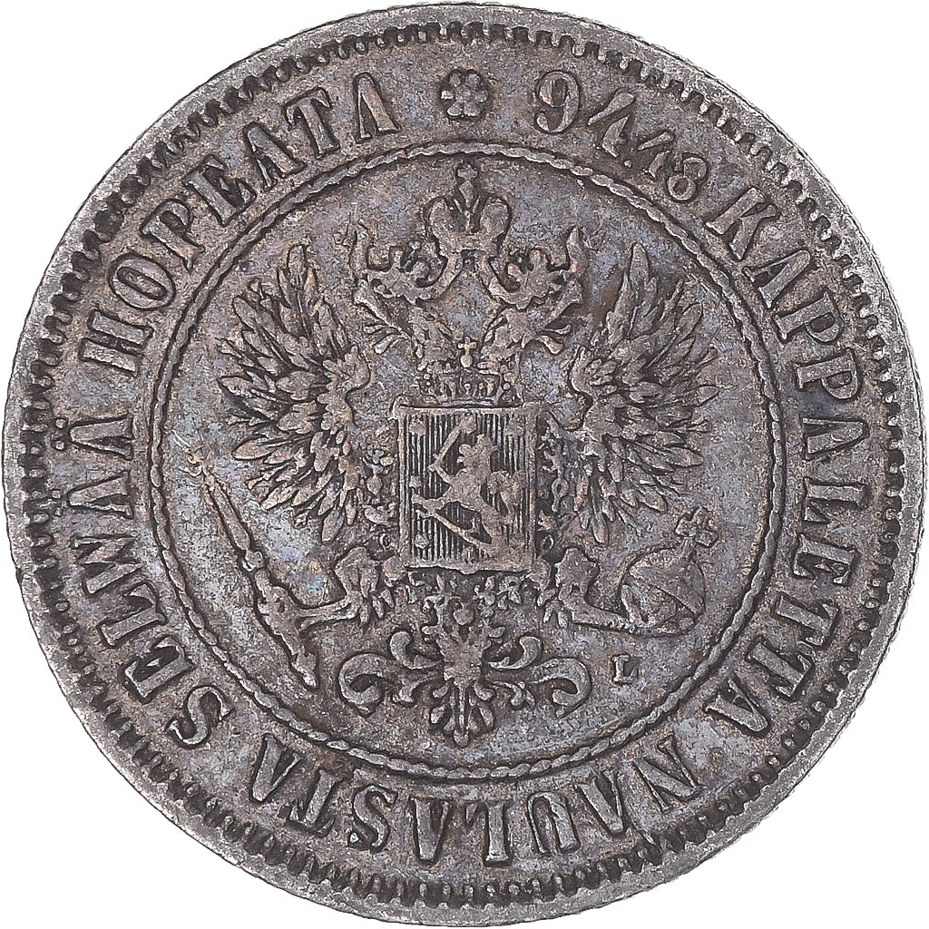 Moneta, Finlandia, Alexander III, Markka, 1892, Helsinki, BB+, Argento, KM:3.2