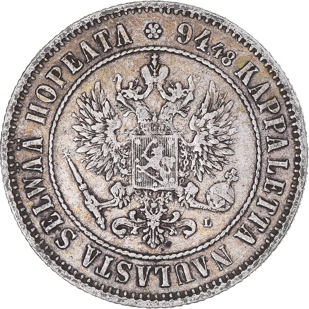 Coin, Finland, Alexander III, Markka, 1892, Helsinki, EF(40-45), Silver, KM:3.2