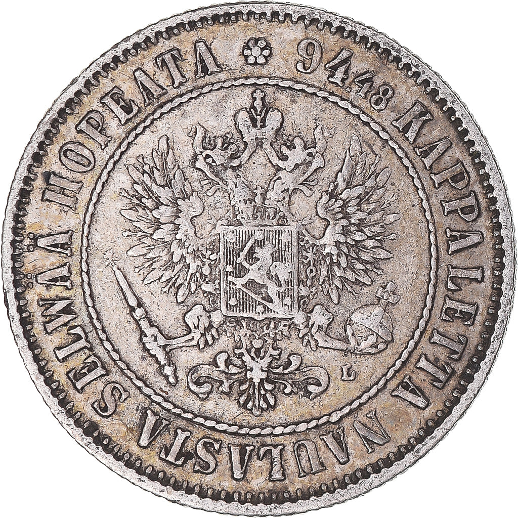 Coin, Finland, Alexander III, Markka, 1892, Helsinki, EF(40-45), Silver, KM:3.2
