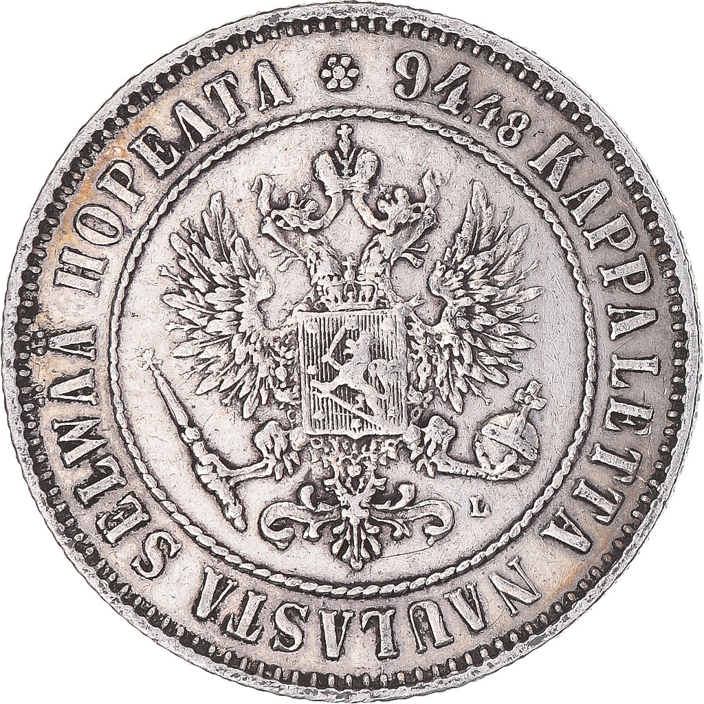 Coin, Finland, Alexander III, Markka, 1892, Helsinki, EF(40-45), Silver, KM:3.2