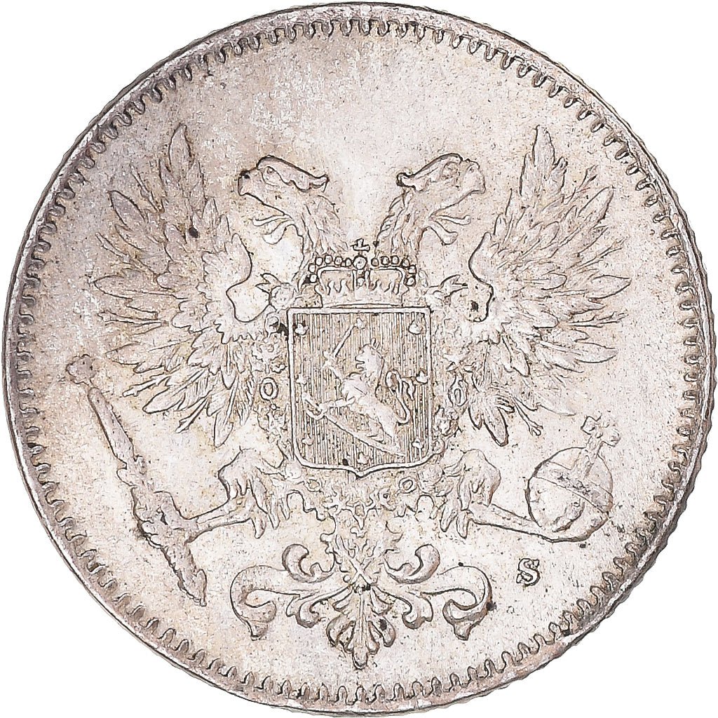 Moneta, Finlandia, Nicholas II, 50 Penniä, 1917, Helsinki, BB+, Argento, KM:2.2