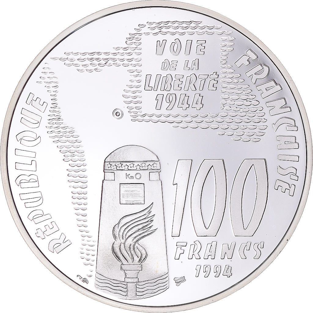 Coin, France, Sainte-Mère-Eglise, 100 Francs, 1994, Paris, MS(64), Silver