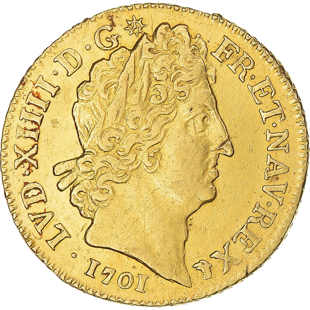 Monnaie, France, Louis XIV, Louis d'or aux 8 L et aux insignes, 1701, Lyon