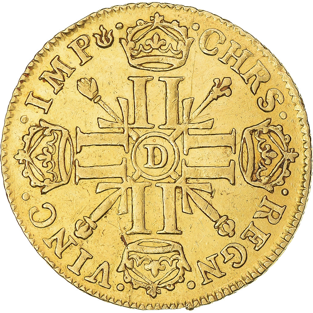 Monnaie, France, Louis XIV, Louis d'or aux 8 L et aux insignes, 1701, Lyon