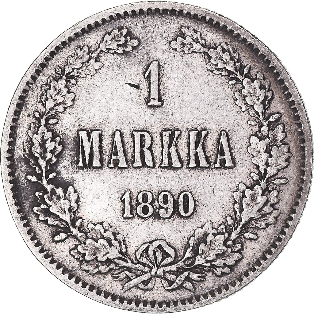 Moneda, Finlandia, Alexander III, Markka, 1890, Helsinki, MBC+, Plata, KM:3.2