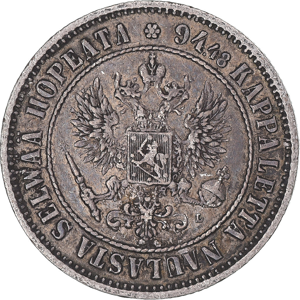 Coin, Finland, Alexander III, Markka, 1890, Helsinki, AU(50-53), Silver, KM:3.2