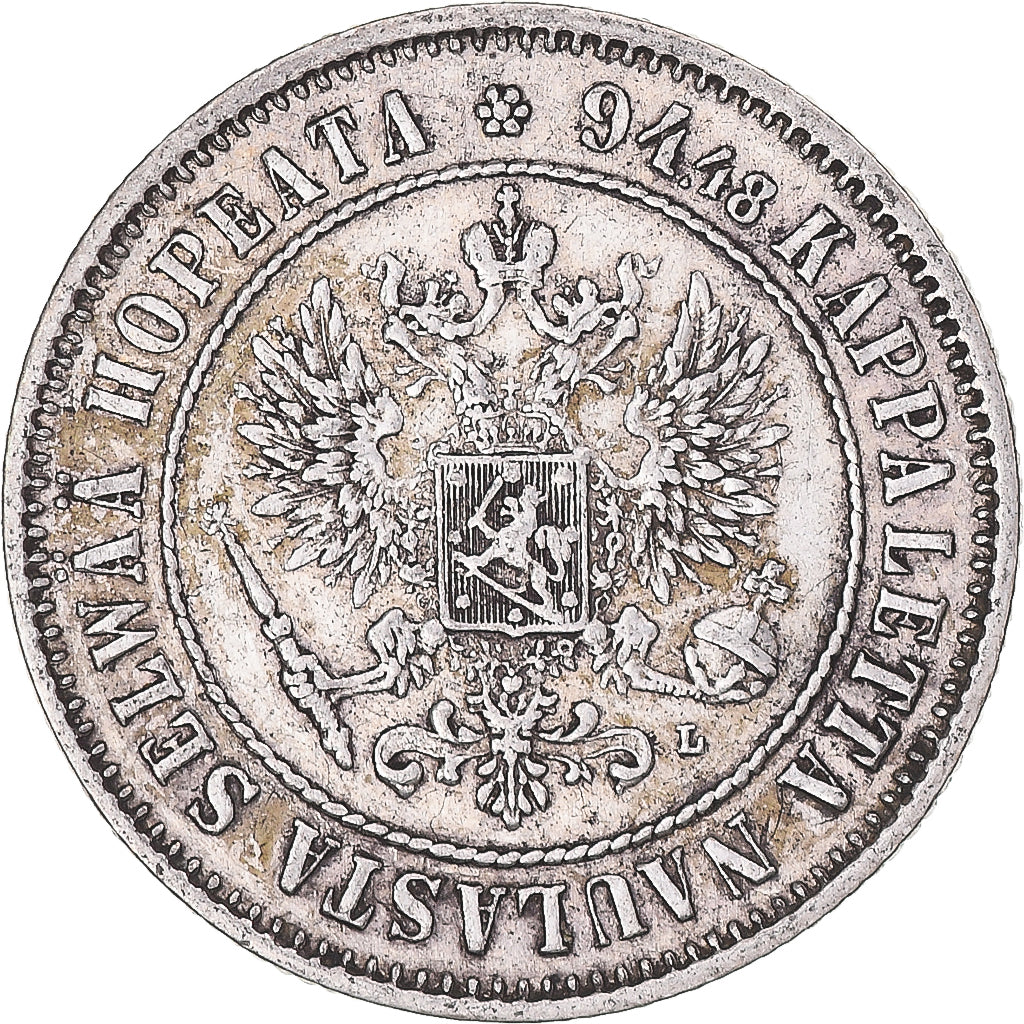 Coin, Finland, Alexander III, Markka, 1890, Helsinki, AU(50-53), Silver, KM:3.2