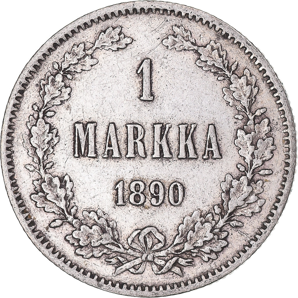 Coin, Finland, Alexander III, Markka, 1890, Helsinki, AU(50-53), Silver, KM:3.2