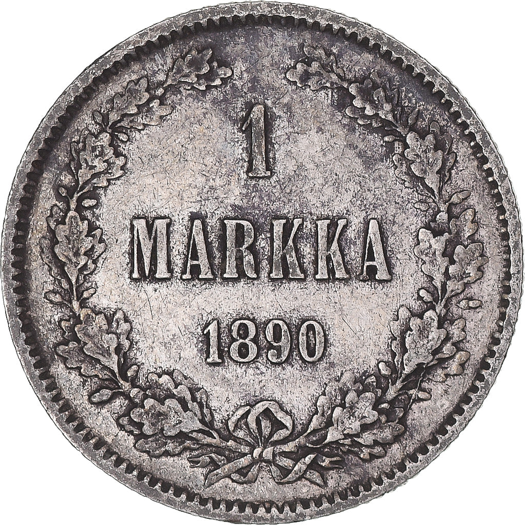 Moeda, Finlândia, Alexander III, Markka, 1890, Helsinki, EF(40-45), Prata