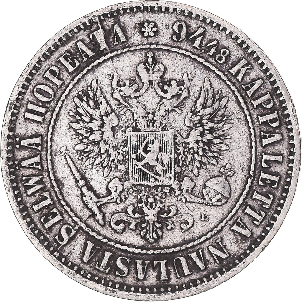 Coin, Finland, Alexander III, Markka, 1890, Helsinki, EF(40-45), Silver, KM:3.2