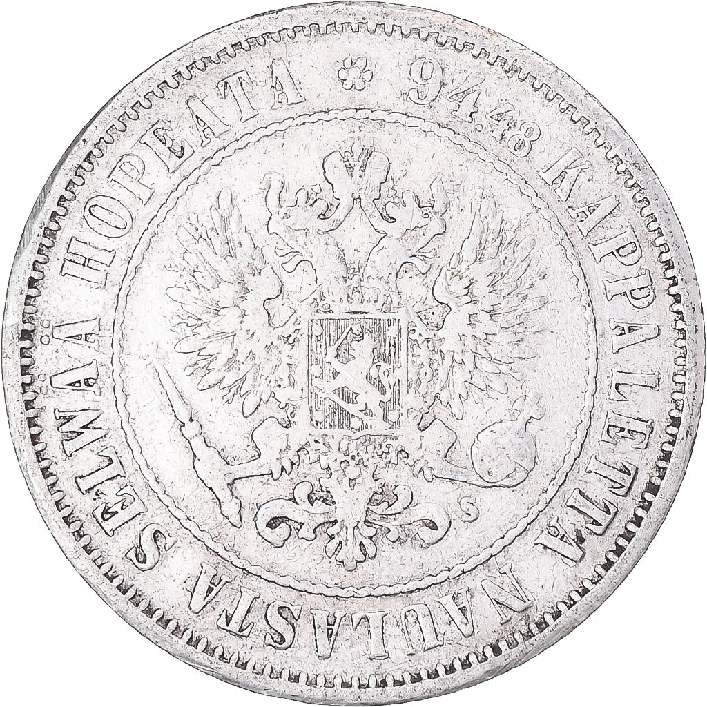 Coin, Finland, Alexander II, Markka, 1874, Helsinki, VF(30-35), Silver, KM:3.2