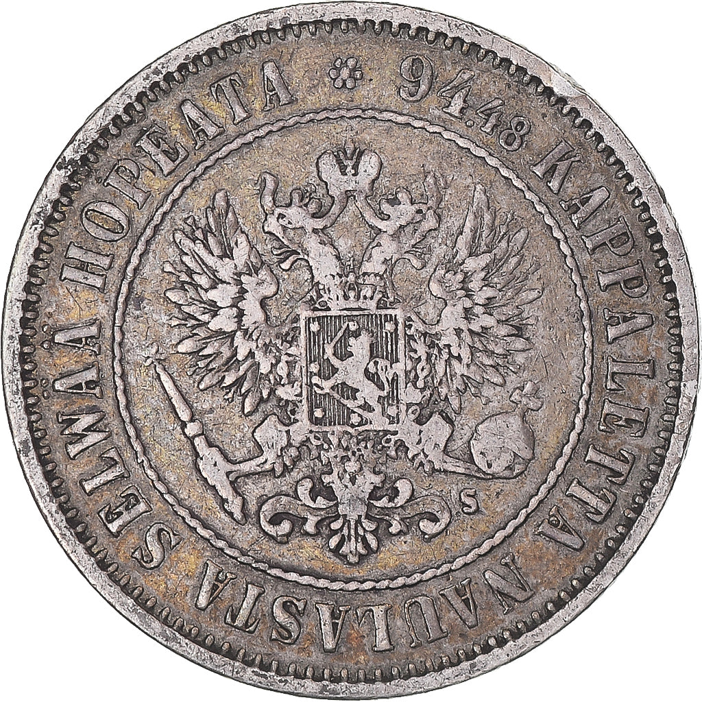 Coin, Finland, Alexander II, Markka, 1874, Helsinki, VF(30-35), Silver, KM:3.2