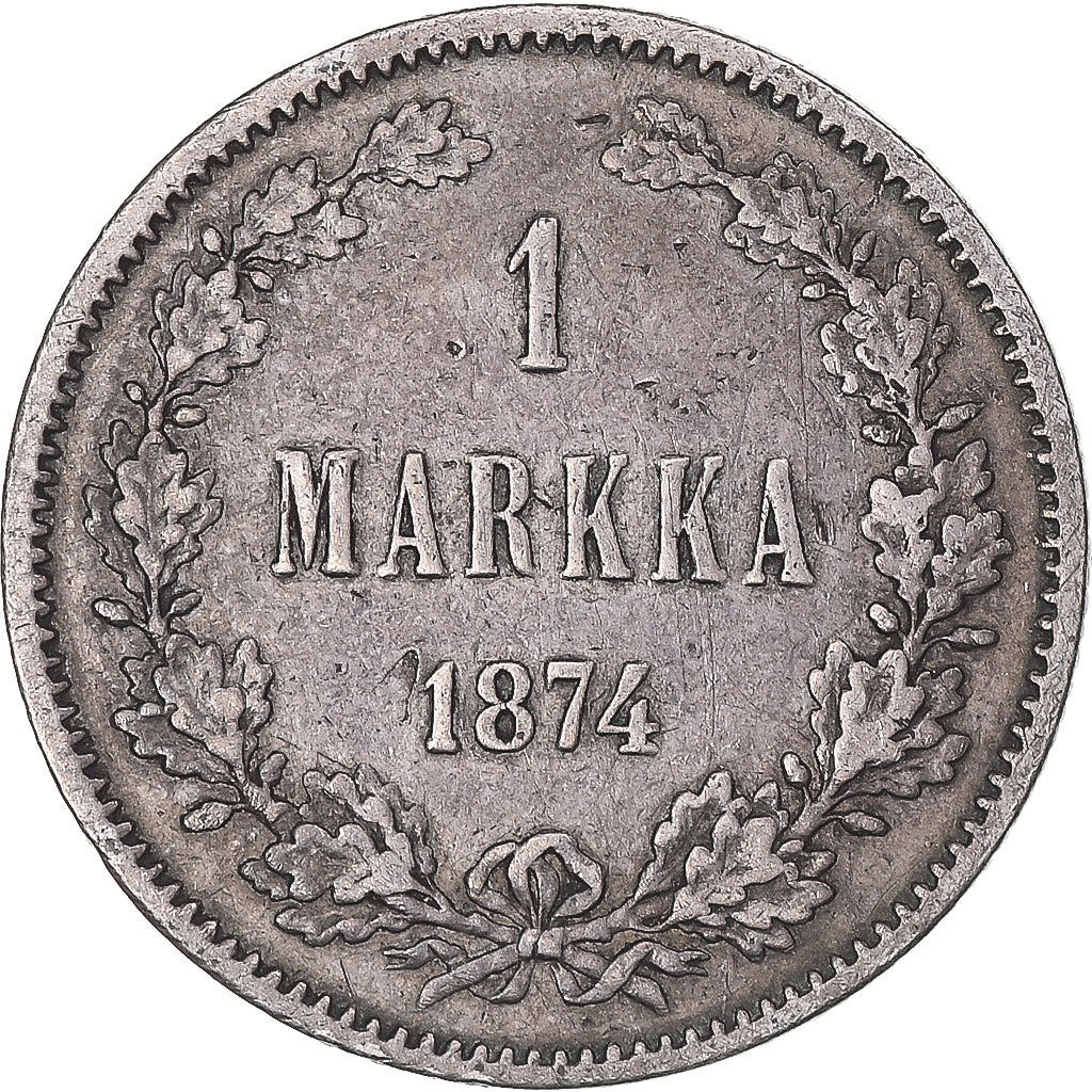 Coin, Finland, Alexander II, Markka, 1874, Helsinki, VF(30-35), Silver, KM:3.2
